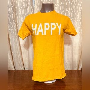 Fruit of the Loom Bright Yellow T-Shirt with,” HAPPY” on Front Size S